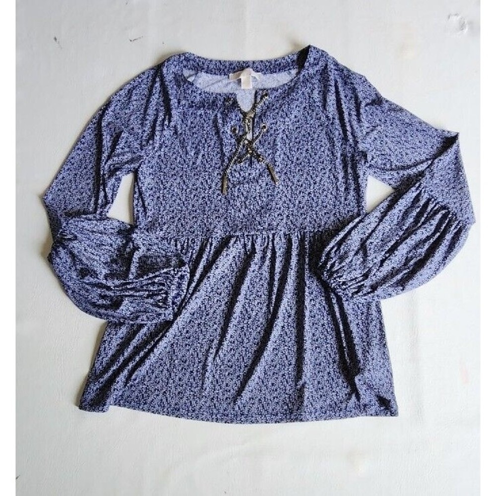 Michael Kors Womens Blouse Blue S Chain Patterned Tunic